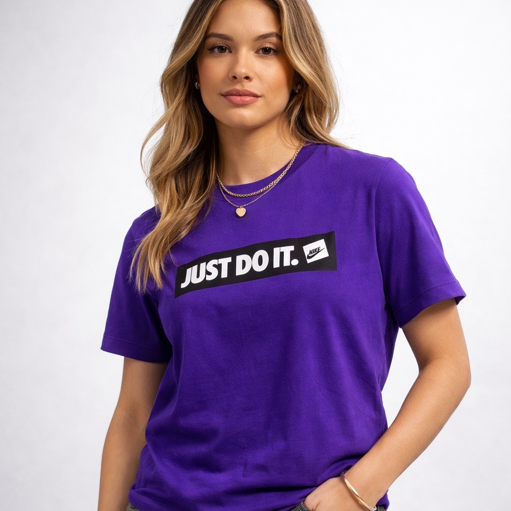 Nike Just Do It Purple Graphic Tee Size Small Athletic Shirt Swoosh Logo